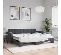 vidaXL Lit de jour avec gigogne sans matelas gris foncé 90x200 cm 3196930