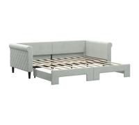 vidaXL Lit de Jour avec Lit Gigogne, Canapé-lit, Lit d'Invité, Meuble de Chambre à Coucher Salle de Séjour, Moderne, Gris Clair 90x190 cm Velours