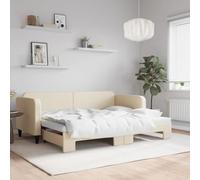 vidaXL Lit de Jour avec Lit Gigogne, Canapé-lit, Lit d'Invité, Meuble de Chambre à Coucher Salle de Séjour, Moderne, Crème 80x200 cm Tissu