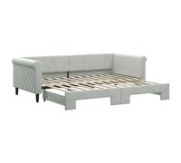 vidaXL Lit de jour gigogne velours sans matelas gris-clair 90x200 cm