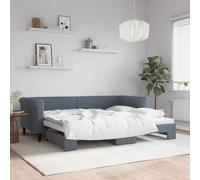 vidaXL Lit de Jour avec Lit Gigogne, Canapé-lit, Lit d'Invité, Meuble de Chambre à Coucher Salle de Séjour, Moderne, Gris Foncé 90x200 cm Velours