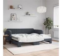 vidaXL Lit de jour avec gigogne sans matelas gris foncé 90x190 cm