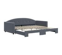 vidaXL Lit de jour avec gigogne sans matelas gris foncé 100x200 cm