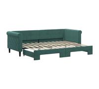 vidaXL Lit de Jour avec Lit Gigogne, Canapé-lit, Lit d'Invité, Meuble de Chambre à Coucher Salle de Séjour, Moderne, Vert Foncé 80x200 cm Velours