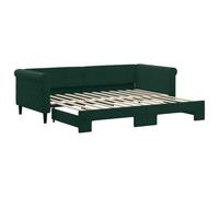 vidaXL Lit de Jour avec Lit Gigogne, Canapé-lit, Lit d'Invité, Meuble de Chambre à Coucher Salle de Séjour, Moderne, Vert Foncé 90x200 cm Velours