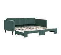vidaXL Lit de jour avec lit gigogne - Canapé‑lit en velours 100x200 cm Vert foncé