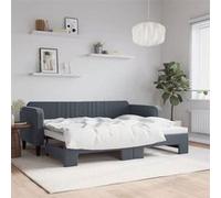 vidaXL Lit de jour avec lit gigogne – Canapé-lit moderne velours Gris foncé 90x200 cm