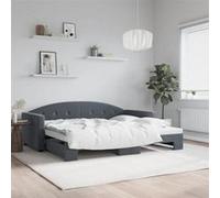 vidaXL Lit de jour avec gigogne sans matelas gris foncé 90x200 cm