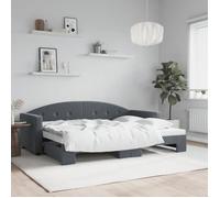 vidaXL Lit de Jour avec Lit Gigogne, Canapé-lit, Lit d'Invité, Meuble de Chambre à Coucher Salle de Séjour, Moderne, Gris Foncé 80x200 cm Velours