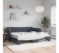 Lit de Jour avec Lit Gigogne, Canapé-lit, Lit d'Invité, Meuble de Chambre à Coucher Salle de Séjour, Moderne, Gris 3197071