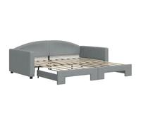 vidaXL Lit de Jour avec Lit Gigogne, Canapé-lit, Lit d'Invité, Meuble de Chambre à Coucher Salon, Moderne, Gris Clair 100x190 cm Tissu