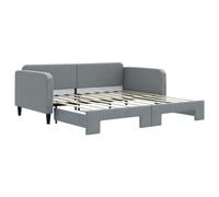vidaXL Lit de Jour avec Lit Gigogne, Canapé-lit, Lit d'Invité, Meuble de Chambre à Coucher Salon, Moderne, Gris Clair 100x190 cm Tissu