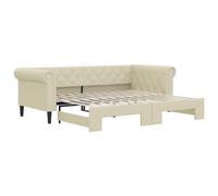 vidaXL Lit de Jour avec Lit Gigogne, Canapé-lit, Lit d'Invité, Meuble de Chambre à Coucher Salon, Moderne, Crème 90x200 cm Similicuir