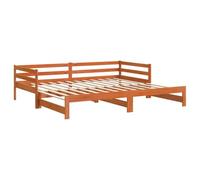 Lit de jour avec lit gigogne cire marron 80x200 cm pin massif, canapé-lit, lit d'invité, lit de repos double, lit de jour, lit d'appoint