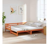 vidaXL Lit de jour avec lit gigogne cire marron 90x200 cm pin massif, canapé-lit, lit d'invité, lit de repos double 347159