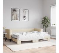 vidaXL Lit de jour avec lit gigogne crème 80x200 cm tissu 3196577