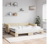 vidaXL Lit de jour avec lit gigogne crème 90x200 cm tissu 3197430