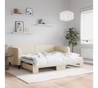 vidaXL Lit de jour avec lit gigogne crème 90x200 cm tissu 3196820