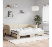 vidaXL Lit de jour avec lit gigogne crème 90x200 cm tissu 3196820