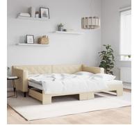 vidaXL Lit de Jour avec lit gigogne crème 90x200 cm Tissu, canapé-lit, canapé-lit Confortable, lit de Jour gigogne, lit d'appoint