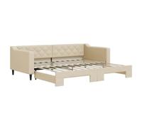 vidaXL Lit de jour avec lit gigogne Tissu crème 90x200 cm 3197430