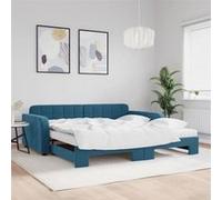 vidaXL Lit de jour avec lit gigogne et matelas bleu 100x200 cm velours 3196959 Bleu G