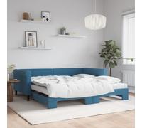 Vidaxl Lit De Jour Avec Lit Gigogne Et Matelas Bleu 100x200 Cm Velours Multicolore