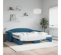 Vidaxl Lit De Jour Avec Lit Gigogne Et Matelas Bleu 100x200 Cm Velours Multicolore