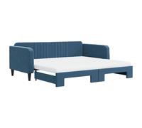vidaXL Lit de jour avec lit gigogne et matelas bleu 100x200 cm velours 3197093