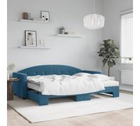 Lit gigogne 222 x 90 x 75 cm en velours sans sommier de couleur