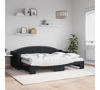 vidaXL Lit de jour avec lit gigogne et matelas noir 80x200 cm tissu