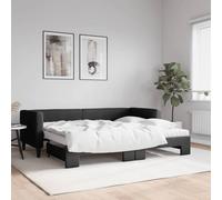 vidaXL Lit de jour avec lit gigogne et matelas noir 80x200 cm tissu