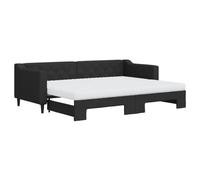 vidaXL Lit de Jour avec lit gigogne et Matelas Noir 80x200 cm Tissu, canapé-lit, canapé-lit Confortable, lit de Jour gigogne, lit d'appoint