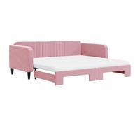 vidaXL Lit de Jour avec lit gigogne et Matelas Rose 100x200 cm Velours