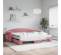 Vidaxl Lit De Jour Avec Lit Gigogne Et Matelas Rose 100x200 Cm Velours Multicolore