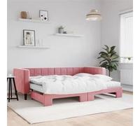 Vidaxl Lit De Jour Avec Lit Gigogne Et Matelas Rose 80x200 Cm Velours Multicolore