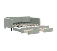 vidaXL Lit de Jour avec lit gigogne et tiroirs 100x190 cm Velours, canapé-lit, canapé-lit Confortable, lit de Jour avec tiroirs, lit d'appoint