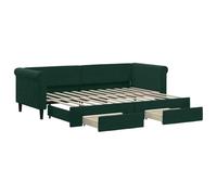 vidaXL Lit de Jour avec Lit Gigogne et Tiroirs, Canapé-lit avec Rangement, Lit d'Invité, Meuble de Chambre Salon, Moderne, Vert Foncé 80x200cm Velours