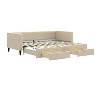 Vidaxl Lit De Jour Avec Gigogne Et Tiroirs Crème 90x200 Cm Tissu Multicolore