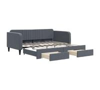 vidaXL Lit de Jour avec Lit Gigogne et Tiroirs, Canapé-lit avec Rangement, Lit d'Invité, Meuble de Chambre Salon, Moderne, Gris Foncé 90x190cm Velours