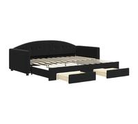 vidaXL Lit de Jour avec Lit Gigogne et Tiroirs, Canapé-lit avec Rangement, Lit d'Invité, Meuble de Chambre à Coucher Salon, Moderne, Noir 90x200 cm Velours Noir
