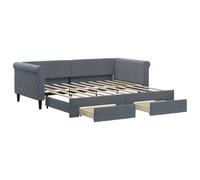 vidaXL Lit de Jour avec Lit Gigogne et Tiroirs, Canapé-lit avec Rangement, Lit d'Invité, Meuble de Chambre Salon, Moderne, Gris Foncé 90x190cm Velours