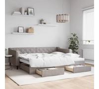 vidaXL Lit de Jour avec Lit Gigogne et Tiroirs, Canapé-lit avec Rangement, Lit d'Invité, Meuble de Chambre à Coucher Salon, Moderne, Taupe 90x200 cm Tissu