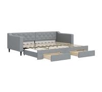 Vidaxl Lit De Jour Avec Gigogne Et Tiroirs Gris Clair 90x200 Cm Tissu Multicolore