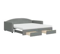 vidaXL Lit de Jour avec Lit Gigogne et Tiroirs, Canapé-lit avec Rangement, Lit d'Invité, Meuble de Chambre Salon, Moderne, Gris Foncé 100x200 cm Tissu