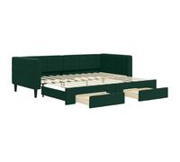 vidaXL Lit de Jour avec Lit Gigogne et Tiroirs, Canapé-lit avec Rangement, Lit d'Invité, Meuble de Chambre Salon, Moderne, Vert Foncé 90x200cm Velours
