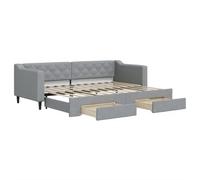 vidaXL Lit de Jour avec Lit Gigogne et Tiroirs, Canapé-lit avec Rangement, Lit d'Invité, Meuble de Chambre à Coucher Salon, Moderne, Gris Clair 80x200 cm Tissu