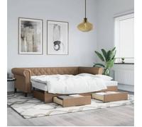vidaXL Lit de jour avec lit gigogne et tiroirs cappuccino 90x200 cm Multicolore