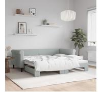 vidaXL Lit de jour avec lit gigogne – Canapé-lit velours moderne, gris clair 90x190 cm