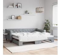 vidaXL Lit de jour avec lit gigogne Tissu Gris clair 90x200 cm Canapé-lit